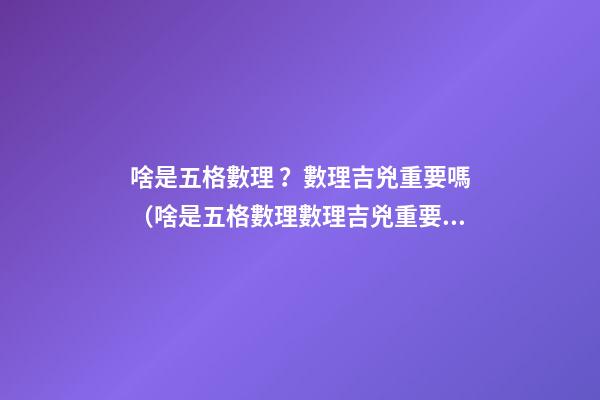 啥是五格數理？數理吉兇重要嗎（啥是五格數理?數理吉兇重要嗎視頻）